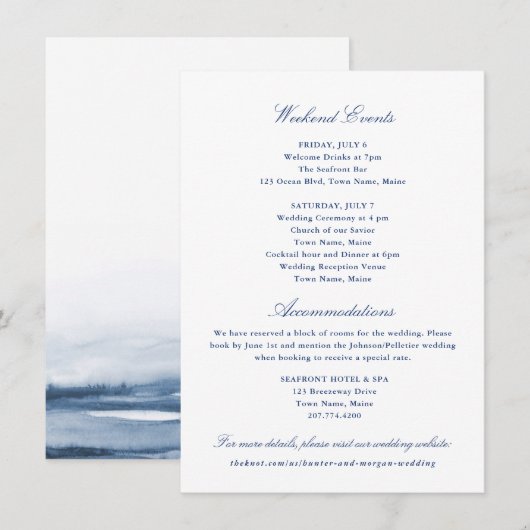 週末のイベントと宿泊施設の案内カード エンクロージャーカード (正面/裏面)