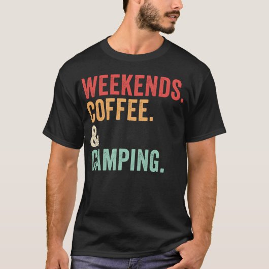 週末のカフェインとキャンプ キャンプギフト ヴィンテージ Tシャツ (正面)