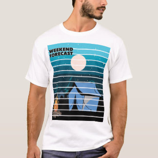 週末のキャンプ予測 テント 焚き火 Tシャツ