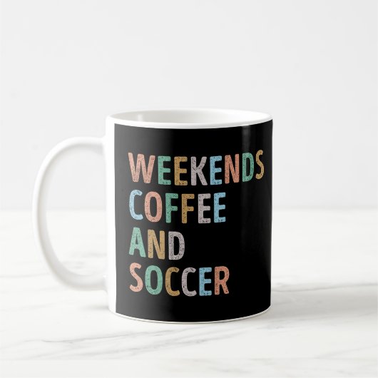 週末のコーヒーとサッカーママ コーヒーマグカップ (左)