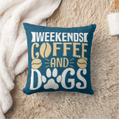週末のコーヒーと犬 クッション (ブランケット)