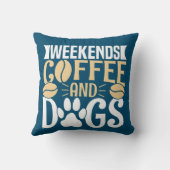 週末のコーヒーと犬 クッション (裏面)