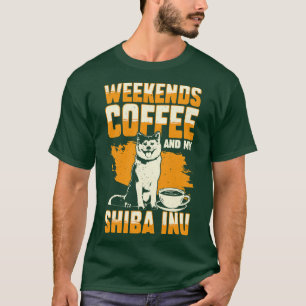 週末のコーヒーと私の柴犬犬の恋人のギフト Tシャツ