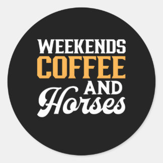 週末のコーヒーと馬 ラウンドシール