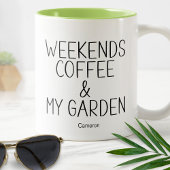 週末のコーヒーガーデンユーモアのある植物 ツートーンマグカップ