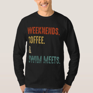 週末のコーヒー水泳会レトロ飲むコーヒー水泳会 Tシャツ