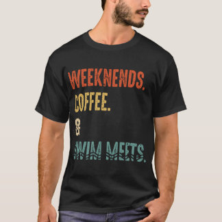 週末のコーヒー水泳会レトロ飲むコーヒー水泳会 Tシャツ