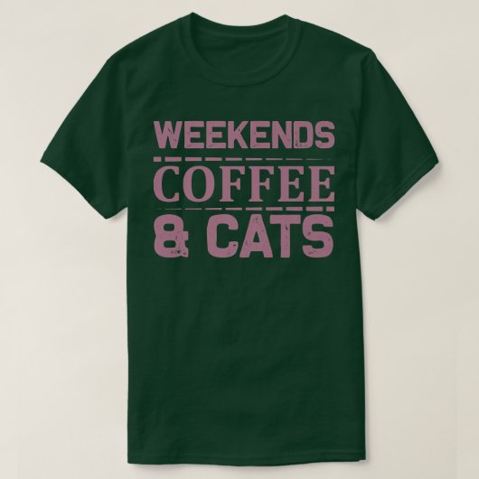 週末のコーヒー&キャッツスイーツアイディア Tシャツ (デザイン正面)