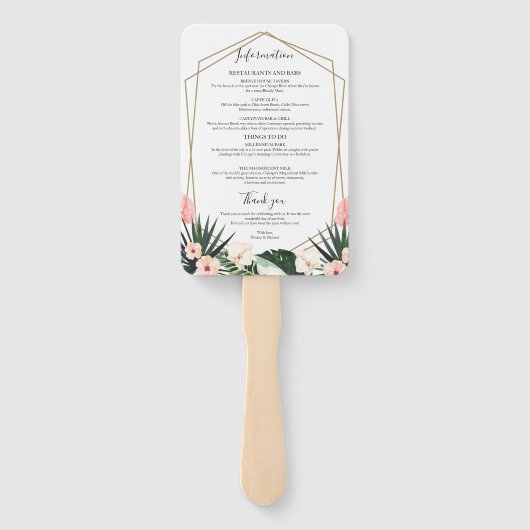 週末のスケジ結婚ュール熱帯フローラ幾何学模様 ハンドファン (裏面)