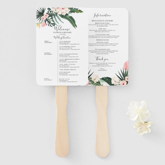 週末のス結婚ケジュール熱帯フローラ ハンドファン (正面&裏面)