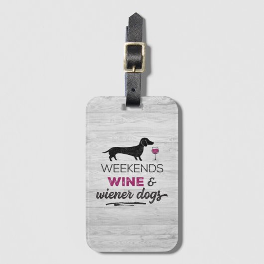 週末のワインとウィーナードッグ ラゲッジタグ (正面縦)