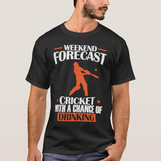 週末の予報クリケットと飲み会 Tシャツ (正面)