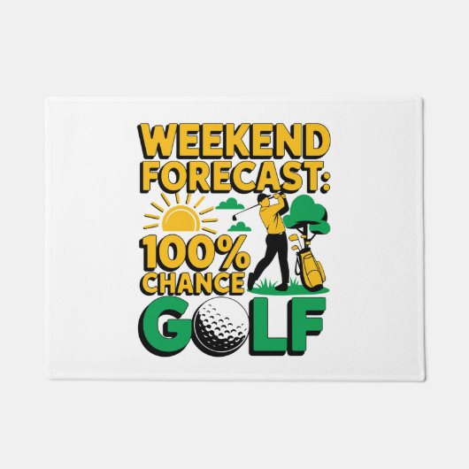 週末の予測ゴルフの100%のチャンス ドアマット (正面)