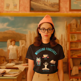 週末の予測ネコ、コーヒー、書籍、ヨガ Tシャツ