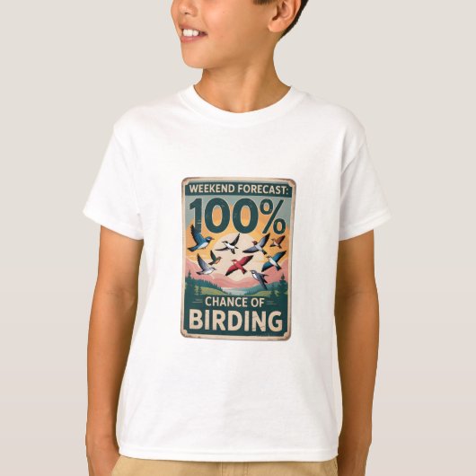 週末の予測: 100%野鳥観察の可能性 – ヴィンテージ Tシャツ (正面)