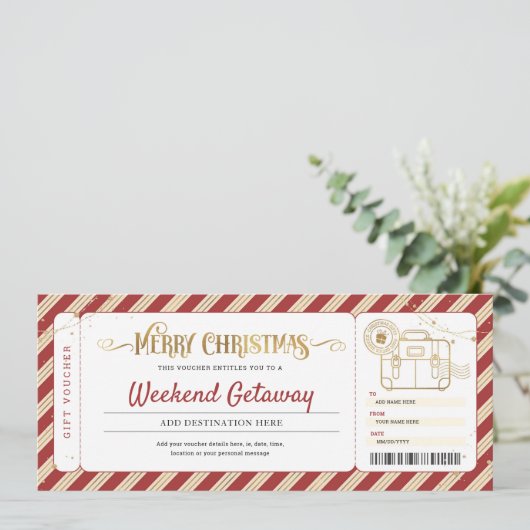 週末の休暇クリスマスプレゼントチケット伝票 招待状 (スタンド正面)