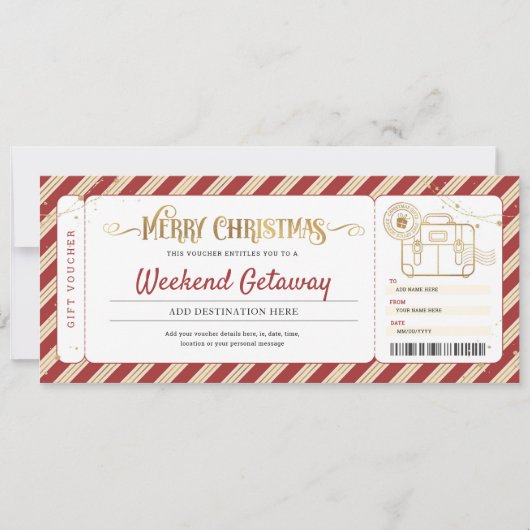 週末の休暇クリスマスプレゼントチケット伝票 招待状 (正面)