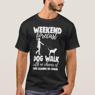 週末の天気予報 犬の散歩 男性ゲーマー Tシャツ