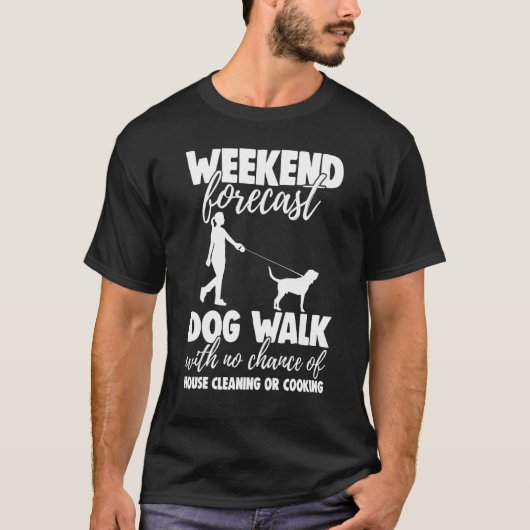 週末の天気予報 犬の散歩 男性ゲーマー Tシャツ (正面)