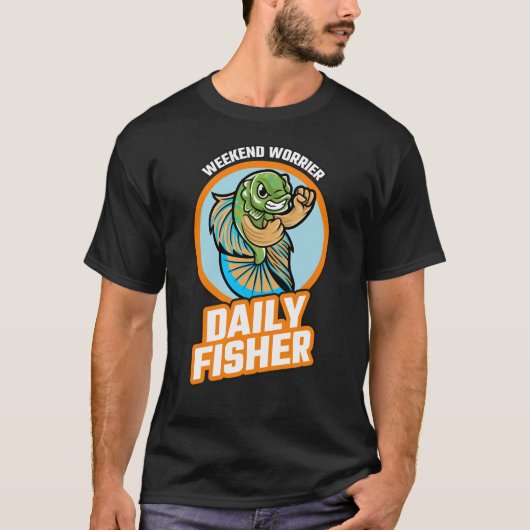 週末の憂慮 日常の釣り人 楽しい釣りデザイン Tシャツ (正面)