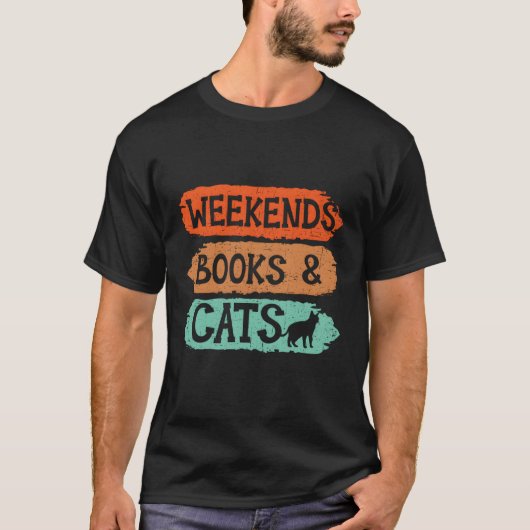 週末の本と猫の子猫ブックワームBookaholic Tシャツ (正面)