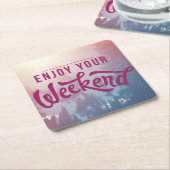 週末の準備ができている スクエアペーパーコースター (アングル)