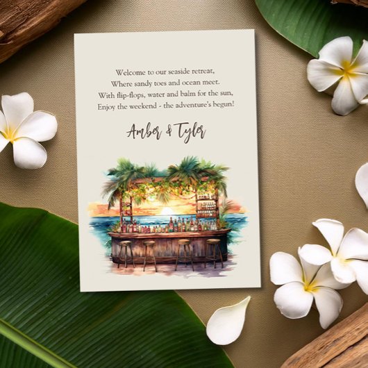 週末の目的地ビーチ結婚式ようこそ抱き枕 エンクロージャーカード