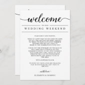 週末の結婚ウェルカムカードと旅程カード (正面/裏面)