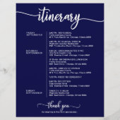 週末の結婚ウェルカム旅程ネイビーブルー (裏面)
