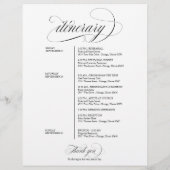 週末の結婚ウェルカム旅程ブラックスクリプト (裏面)