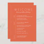週末の結婚ミニマル旅行日程ウェルカムカード 招待状 (正面/裏面)
