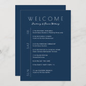 週末の結婚ミニマル旅行日程ウェルカムカード 招待状 (正面/裏面)