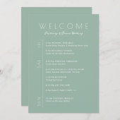 週末の結婚ミニマル旅行日程ウェルカムカード 招待状 (正面/裏面)