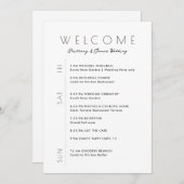 週末の結婚ミニマル旅行日程ウェルカムカード 招待状 (正面/裏面)