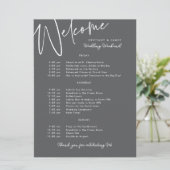 週末の結婚旅程の木炭ウェルカムカード 招待状 (スタンド正面)