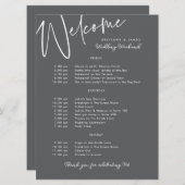 週末の結婚旅程の木炭ウェルカムカード 招待状 (正面/裏面)