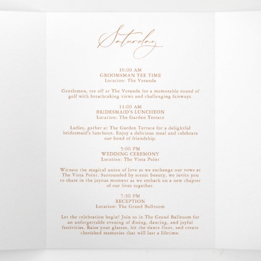 週末の結婚日程のタイムラインブックレットエレガントの設定 三つ折りクリスマスカード (内部中)