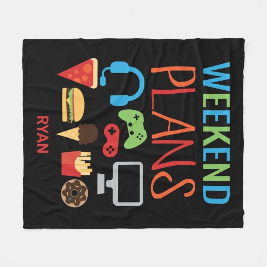 週末の計画ゲーマービデオゲームの子供たちパーソナライズされた フリースブランケット (正面(横))