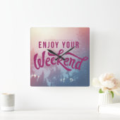 週末の間用意して下さい スクエア壁時計 (ホーム)