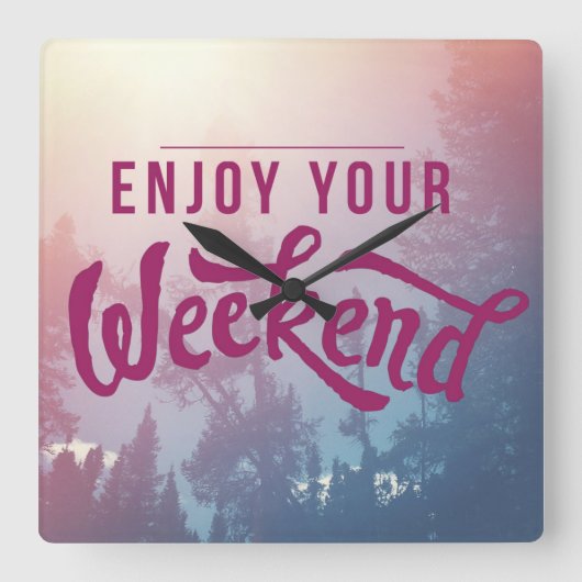 週末の間用意して下さい スクエア壁時計 (正面)