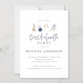 週末の青ガーリー酒バチェロレッテ マグネット招待状 (正面)