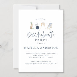 週末の青ガーリー酒バチェロレッテ マグネット招待状