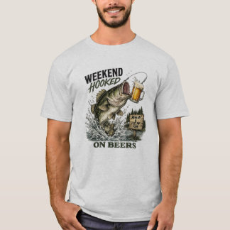 週末はビールに夢中 | 楽しい釣りビール Tシャツ