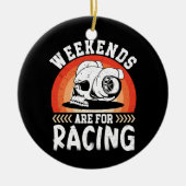 週末はレース用のダートおもしろいバイクアートエンジン セラミックオーナメント (正面)