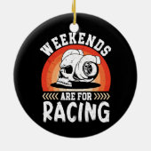 週末はレース用のダートおもしろいバイクアートエンジン セラミックオーナメント (裏面)