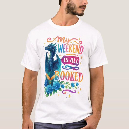 週末は本に埋もれる予定 Tシャツ (正面)