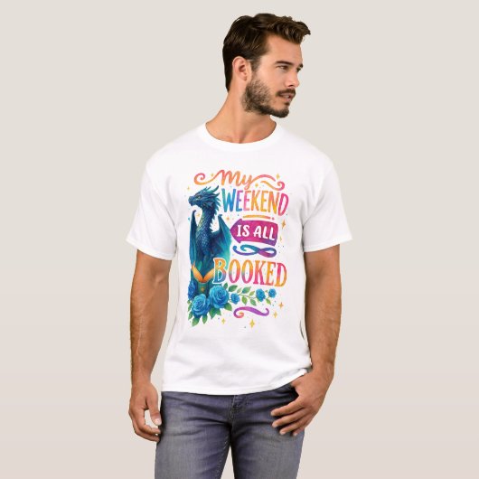 週末は本に埋もれる予定 Tシャツ (正面フル)