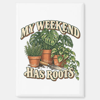 週末は根っこ Retro Houseplants マグネット