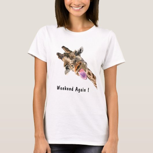 『週末も楽しいキリン・おもしろいTシャツ』 Tシャツ (正面)