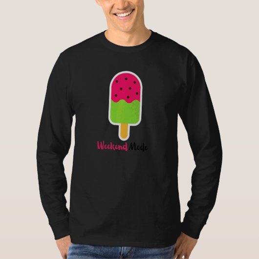 週末モード スイカアイスクリーム ビーチで楽しむ Tシャツ (正面)